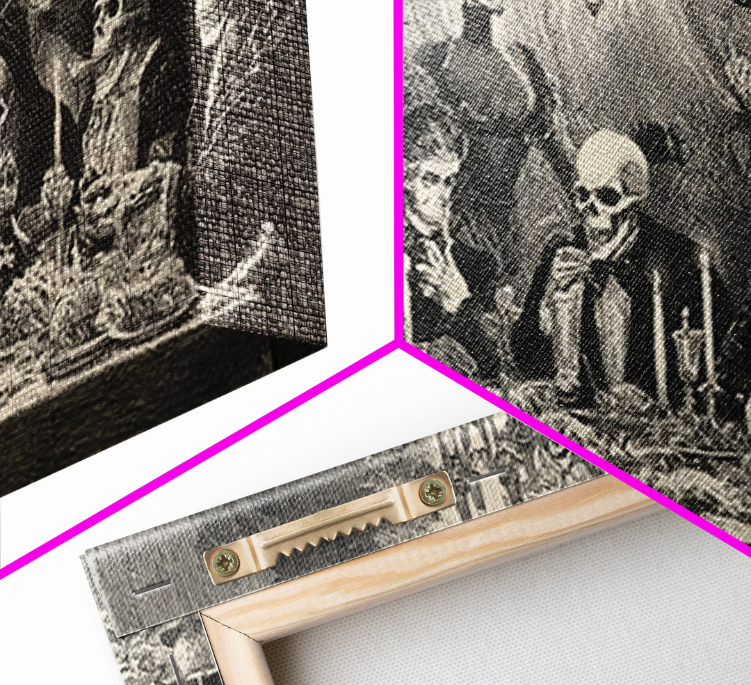 The Vampire Banquet, Macabre Folk Print Art, Wide Panoramic Art, Dark Fantasy Wall Art, Framed Canvas Print, Halloween Wall Art