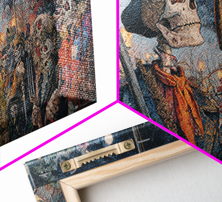 The Scarecrow Uprising, Grotesque Carnival Art, Wide Panoramic Art, Dark Halloween Decor, Framed Canvas Print, Halloween Wall Art