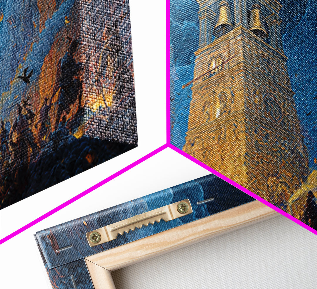 The Thirteenth Bell, Apocalyptic Romantic Art, Wide Panoramic Art, Gothic Horror Wall Art, Framed Canvas Print, Halloween Wall Art