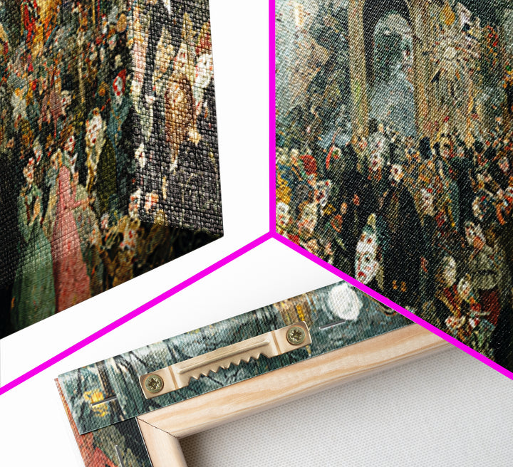 The Thirteenth Bell, Grotesque Carnival Art, Wide Panoramic Art, Dark Fantasy Wall Art, Framed Canvas Print, Halloween Wall Art