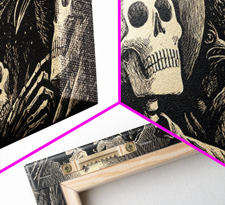 The Thirteenth Bell, Macabre Folk Print Art, Wide Panoramic Art, Macabre Wall Art, Canvas Print, Halloween Wall Art