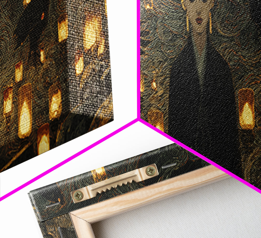 The Cemetery Lantern Festival, Dark Symbolist Art, Extra Wide Wall Art, Macabre Wall Art, Canvas Print, Halloween Wall Art