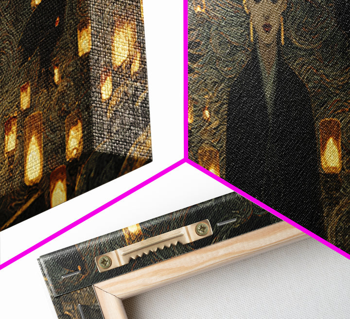 The Cemetery Lantern Festival, Dark Symbolist Art, Extra Wide Wall Art, Macabre Wall Art, Canvas Print, Halloween Wall Art