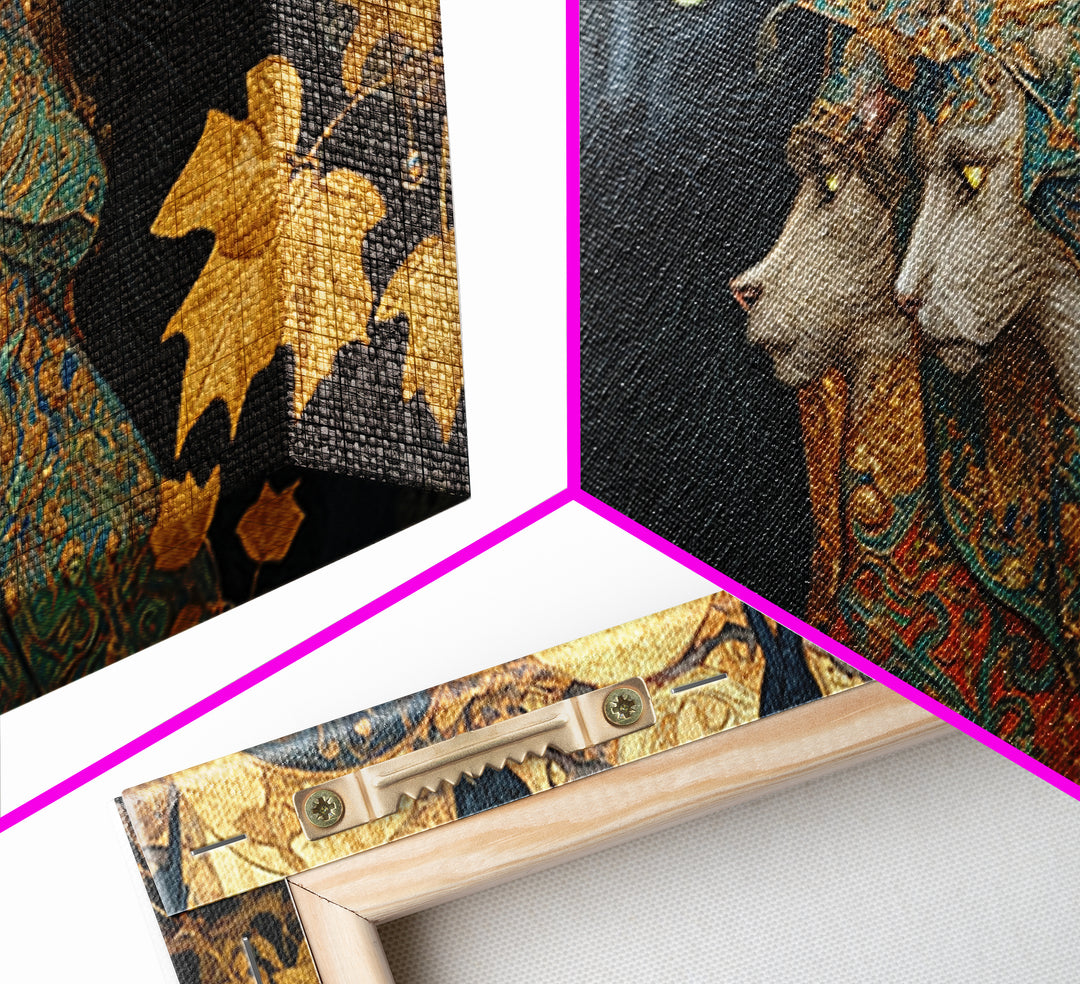 The Black Cat Gathering, Ornate Symbolist Art, Wide Panoramic Art, Gothic Horror Wall Art, Canvas Print, Halloween Wall Art