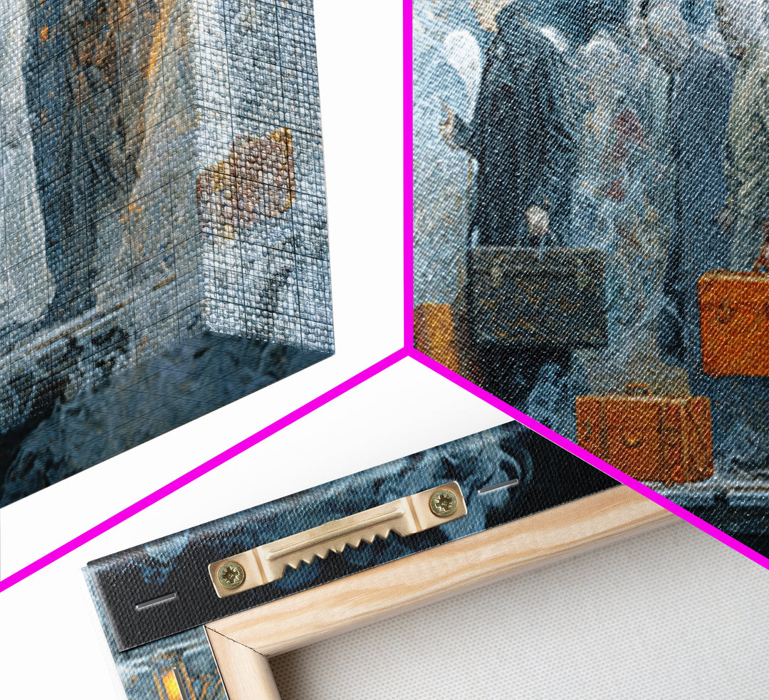 The Ghost Train Arrival, Visionary Gothic Art, Wide Panoramic Art, Dark Halloween Decor, Canvas Print, Halloween Wall Art