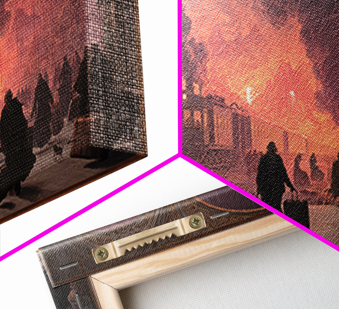 The Ghost Train Arrival, Apocalyptic Romantic Art, Wide Panoramic Art, Gothic Horror Wall Art, Canvas Print, Halloween Wall Art