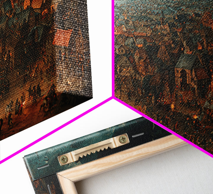 The Halloween Storm, Northern Renaissance Horror, Wide Panoramic Art, Dark Fantasy Wall Art, Canvas Print, Halloween Wall Art
