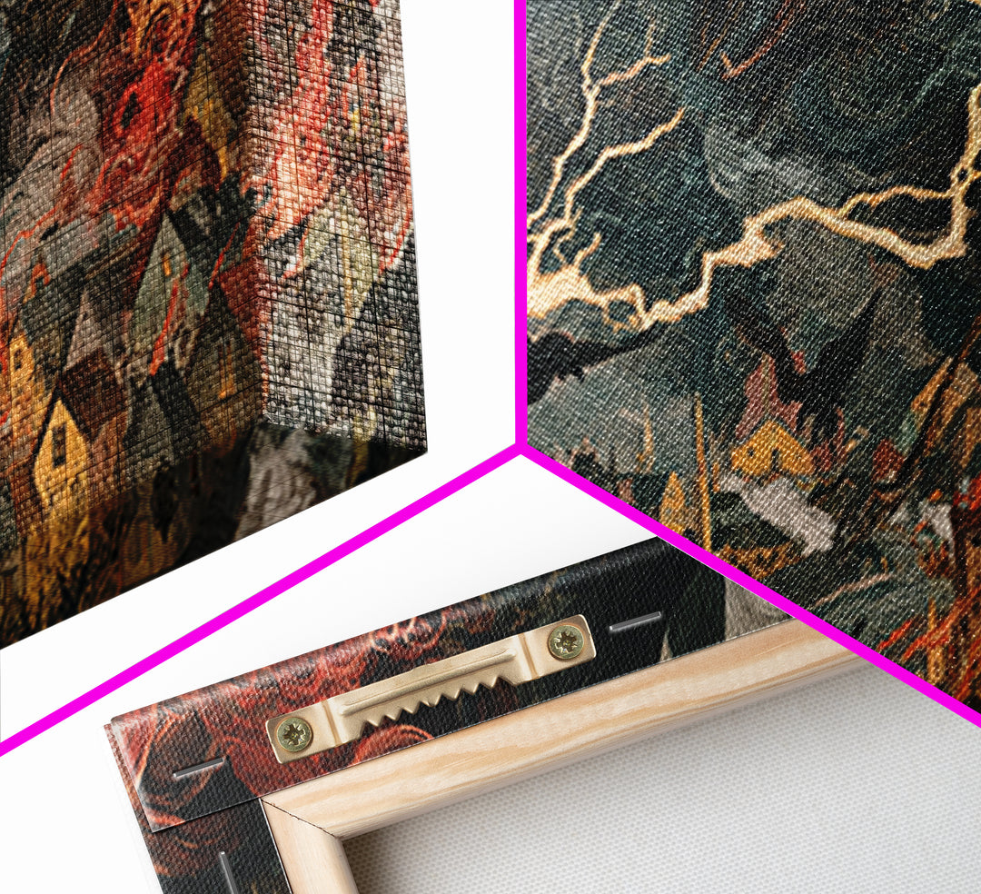 The Halloween Storm, Dark Renaissance Art, Wide Panoramic Art, Dark Fantasy Wall Art, Framed Canvas Print, Halloween Wall Art