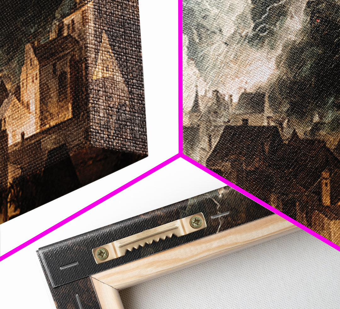 The Halloween Storm, Gothic Nightmare Art, Wide Panoramic Art, Dark Halloween Decor, Canvas Print, Halloween Wall Art