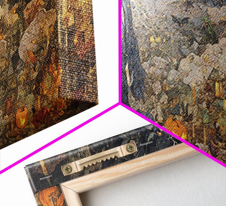 The Halloween Storm, Ornate Symbolist Art, Wide Panoramic Art, Macabre Wall Art, Canvas Print, Halloween Wall Art, Halloween Decor