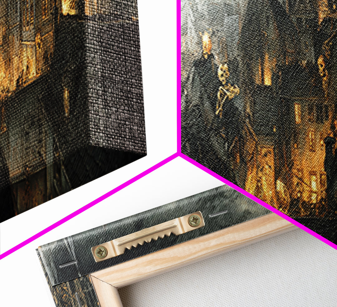 The Halloween Storm, Decadent Gothic Art, Extra Wide Wall Art, Gothic Horror Wall Art, Framed Canvas Print, Halloween Wall Art