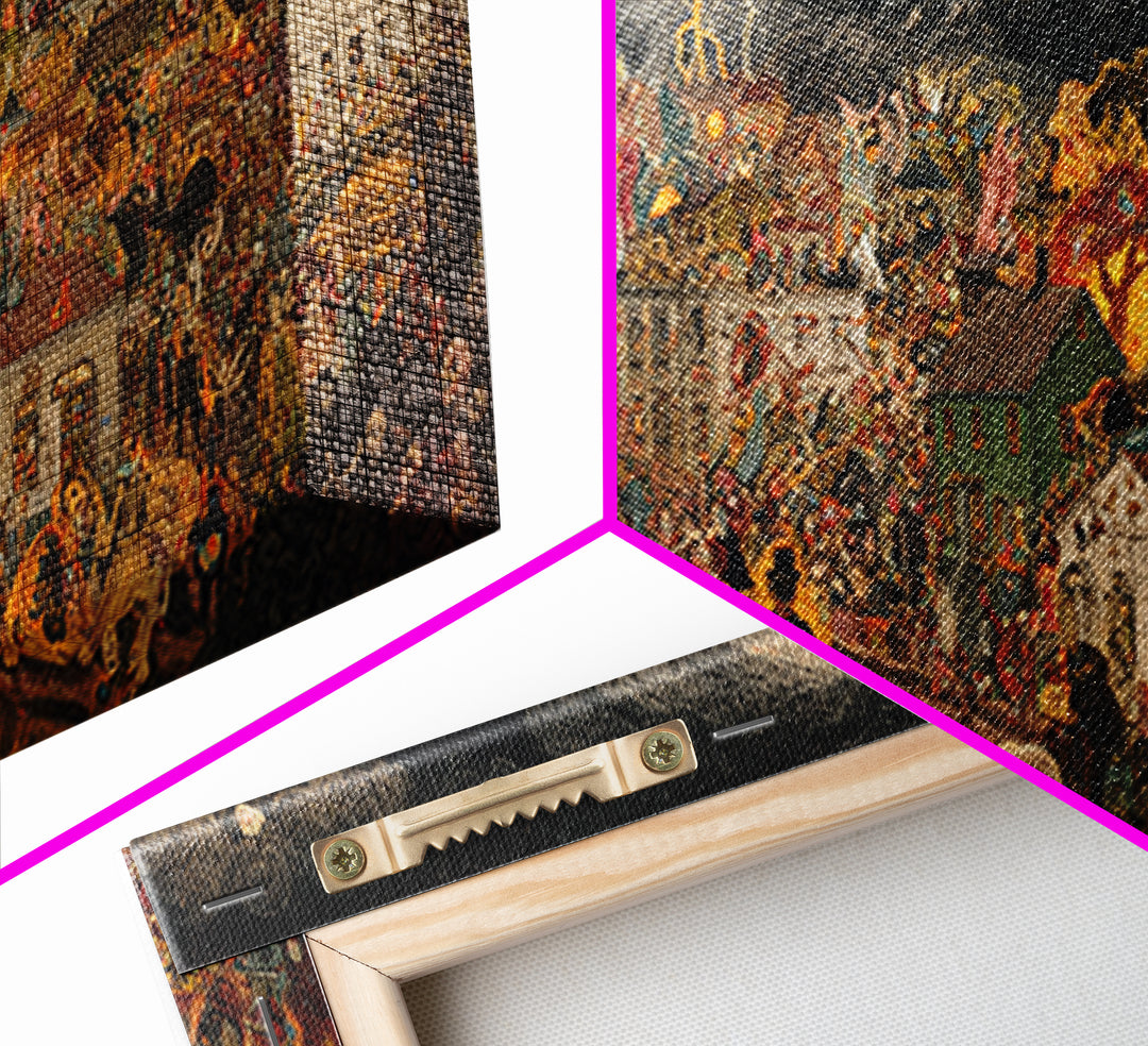The Halloween Storm, Grotesque Carnival Art, Wide Panoramic Art, Macabre Wall Art, Canvas Print, Halloween Wall Art, Gothic Home Decor