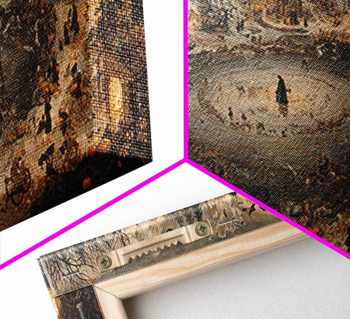 The First Frost Awakening, Northern Renaissance Horror, Wide Panoramic Art, Dark Fantasy Wall Art, Framed Canvas Print