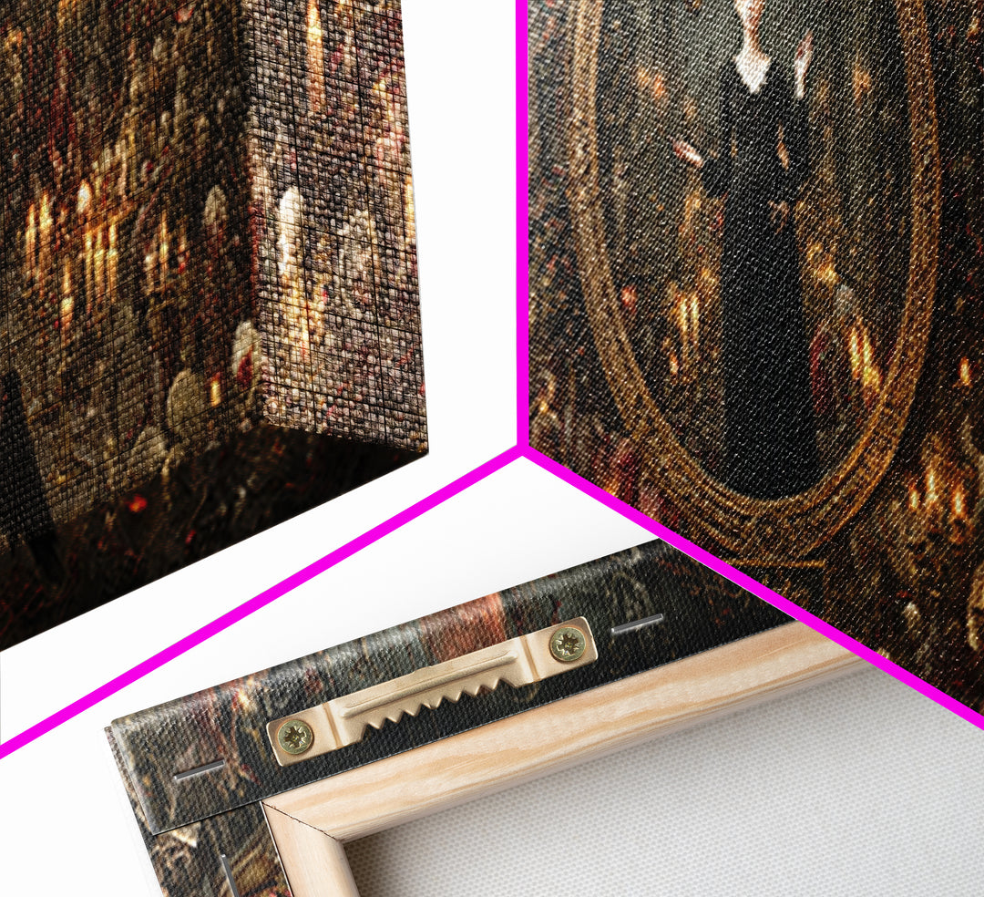 The Cursed Mirror, Medieval Grotesque Art, Extra Wide Wall Art, Dark Fantasy Wall Art, Canvas Print, Halloween Wall Art