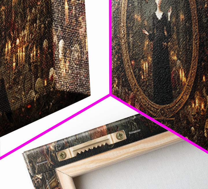 The Cursed Mirror, Medieval Grotesque Art, Extra Wide Wall Art, Dark Fantasy Wall Art, Canvas Print, Halloween Wall Art
