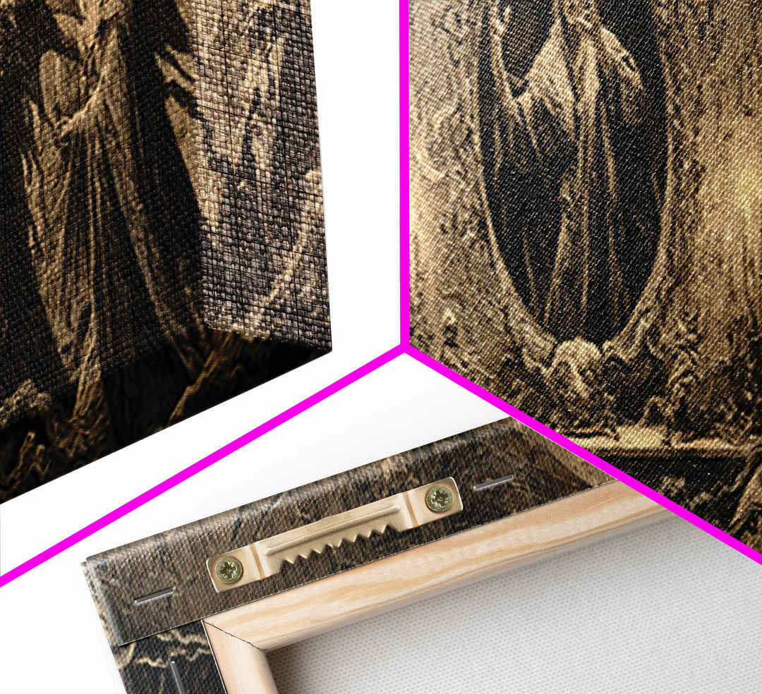 The Cursed Mirror, Visionary Gothic Art, Extra Wide Wall Art, Macabre Wall Art, Canvas Print, Halloween Wall Art, Gothic Home Decor
