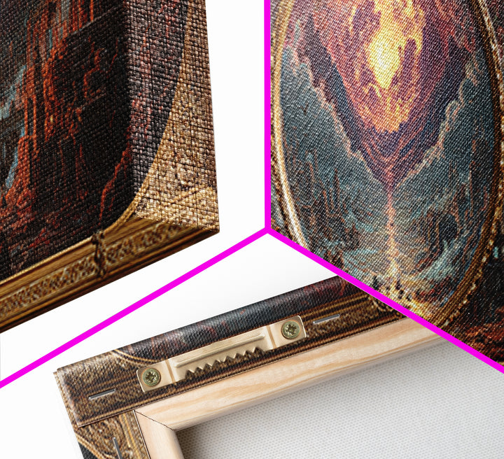 The Cursed Mirror, Apocalyptic Romantic Art, Extra Wide Wall Art, Gothic Horror Wall Art, Canvas Print, Halloween Wall Art