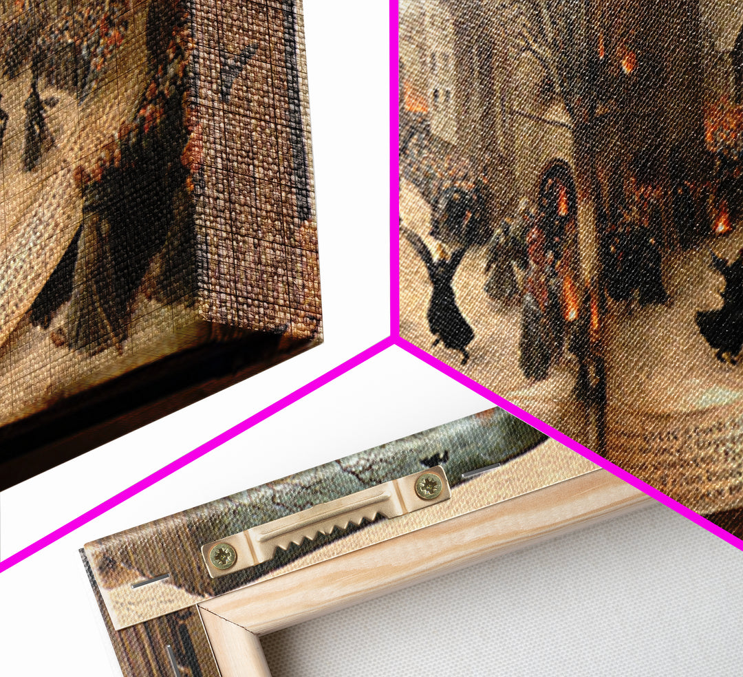 The Living Spellbook, Northern Renaissance Horror, Wide Panoramic Art, Macabre Wall Art, Canvas Print, Halloween Wall Art