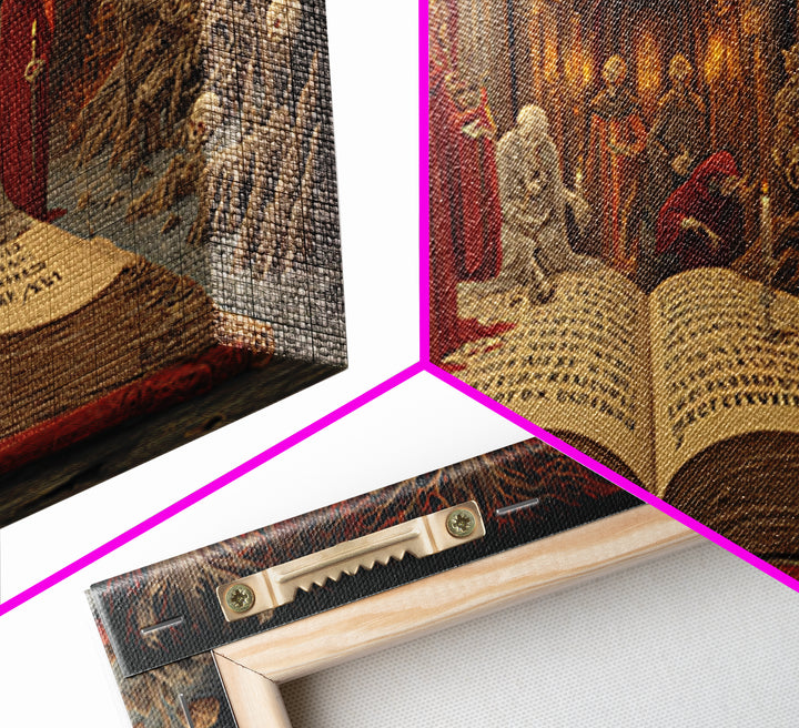 The Living Spellbook, Expressionist Nightmare Art, Wide Panoramic Art, Dark Fantasy Wall Art, Canvas Print, Halloween Wall Art
