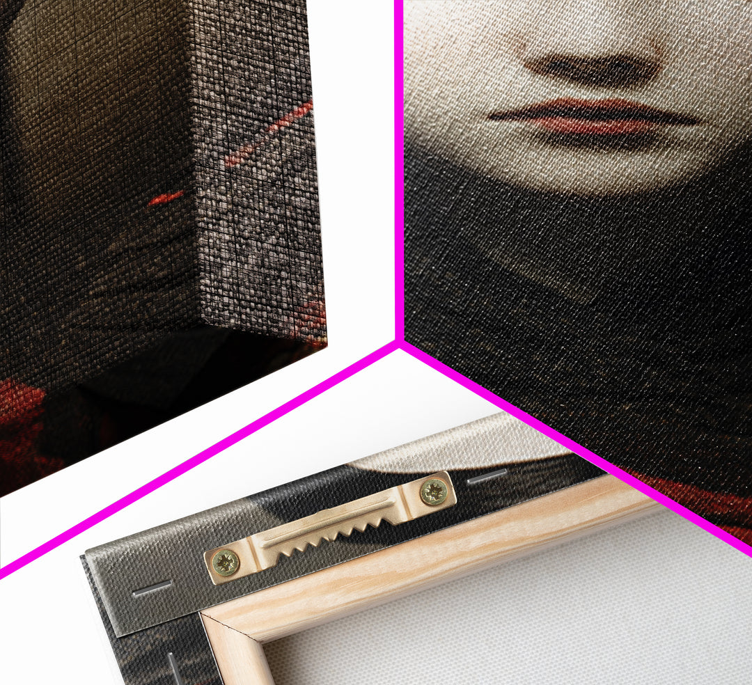 Cracked Porcelain Doll Portrait Framed Canvas Print, Dark Art, Digital Art, Living Room Decor, Nocturne, Unique Wall Decor, DAR-2x3-55