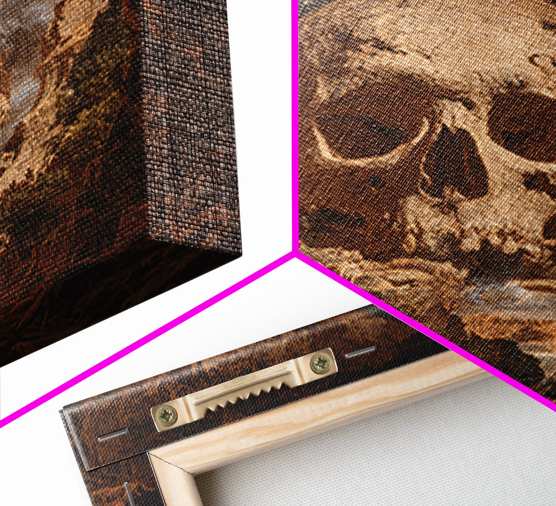 The Talking Skull, Baroque Witchcraft Art, Square Wall Art, Gothic Horror Wall Art, Canvas Print, Halloween Wall Art, Dark Fantasy Art