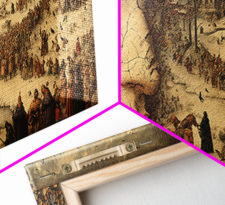 The Cracked Porcelain Mask, Northern Renaissance Horror, Wide Panoramic Art, Gothic Horror Wall Art, Canvas Print