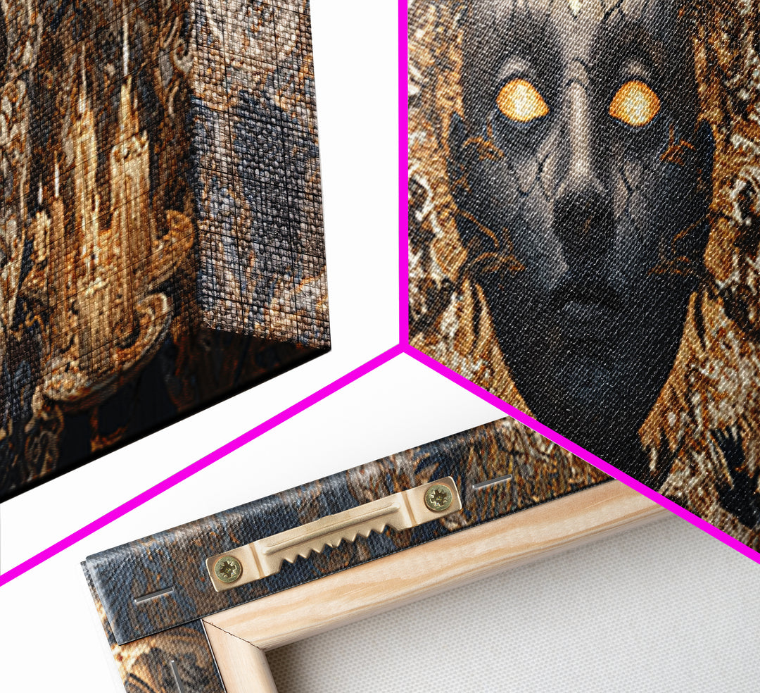 The Cracked Porcelain Mask, Visionary Gothic Art, Extra Wide Wall Art, Dark Halloween Decor, Framed Canvas Print, Halloween Wall Art