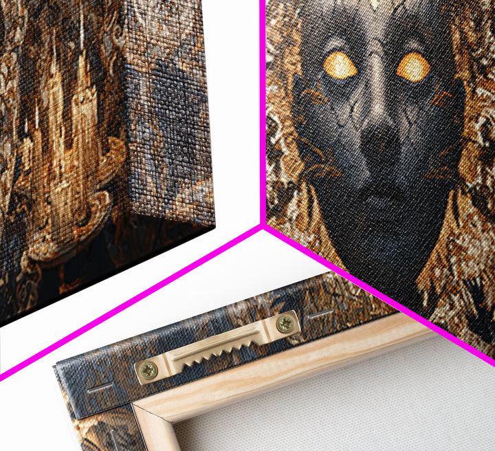 The Cracked Porcelain Mask, Visionary Gothic Art, Extra Wide Wall Art, Dark Halloween Decor, Framed Canvas Print, Halloween Wall Art