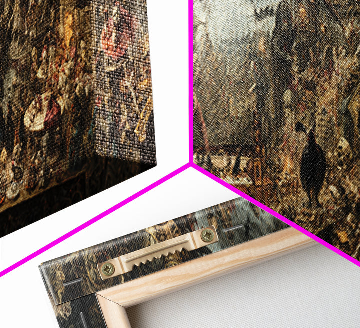 The Haunted Music Box, Medieval Grotesque Art, Extra Wide Wall Art, Gothic Horror Wall Art, Framed Canvas Print, Halloween Wall Art