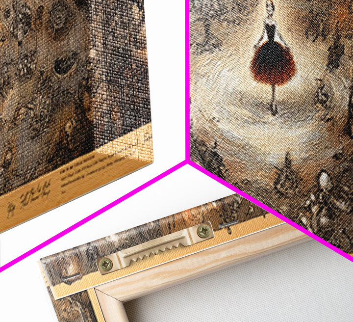 The Haunted Music Box, Expressionist Nightmare Art, Extra Wide Wall Art, Gothic Horror Wall Art, Framed Canvas Print, Halloween Wall Art
