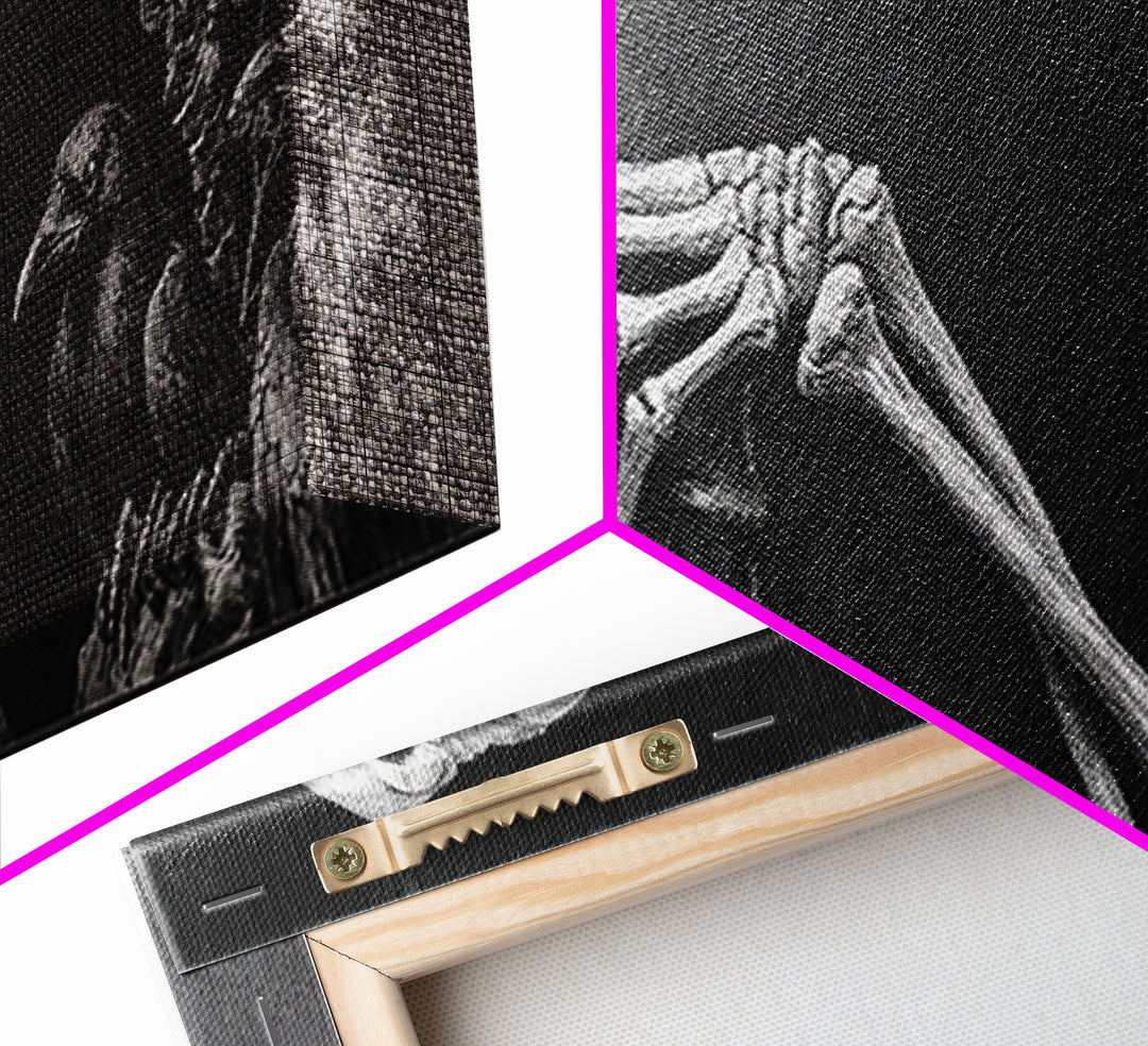 The Skeletal Hand Candleholder, Expressionist Nightmare Art, Extra Wide Wall Art, Dark Halloween Decor, Canvas Print, Halloween Wall Art