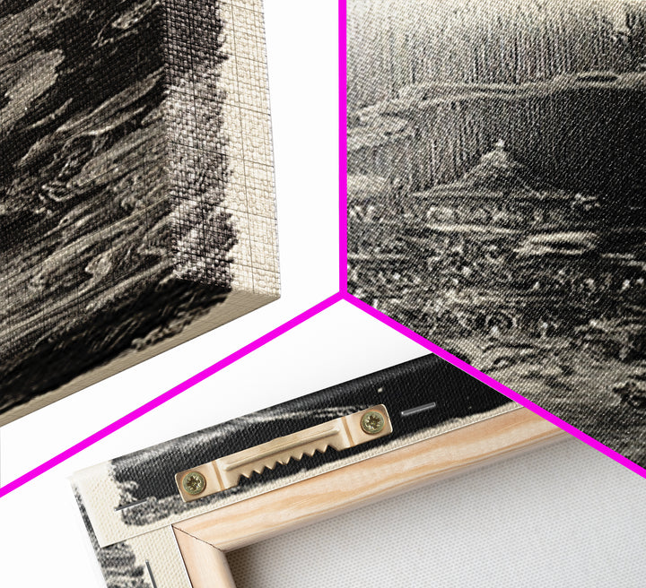 The Black Wax Candle, Gothic Engraving Art, Tall Narrow Wall Art, Dark Fantasy Wall Art, Canvas Print, Halloween Wall Art