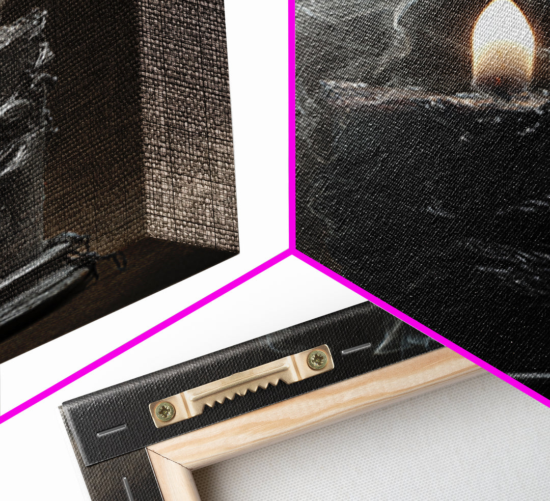 The Black Wax Candle, Dark Romantic Horror Art, Vertical Wall Art, Gothic Horror Wall Art, Canvas Print, Halloween Wall Art