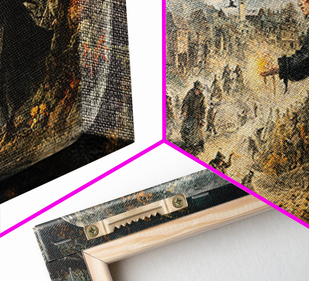 The Bottled Ghost, Northern Renaissance Horror, Wide Panoramic Art, Macabre Wall Art, Framed Canvas Print, Halloween Wall Art