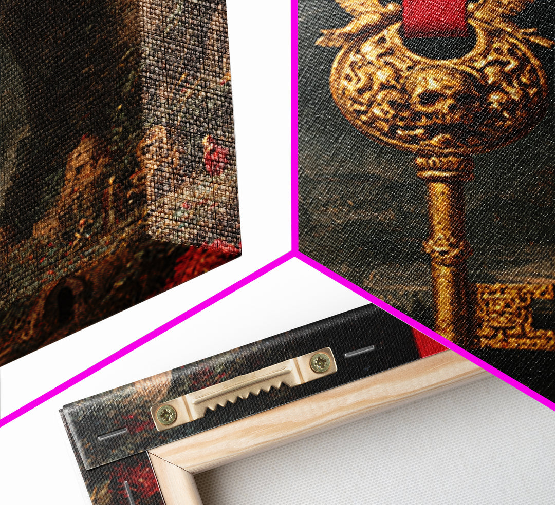 The Coffin Key, Ornate Symbolist Art, Square Wall Art, Gothic Horror Wall Art, Canvas Print, Halloween Wall Art, Seasonal Home Decor