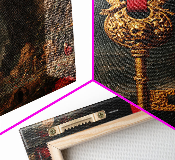 The Coffin Key, Ornate Symbolist Art, Square Wall Art, Gothic Horror Wall Art, Canvas Print, Halloween Wall Art, Seasonal Home Decor