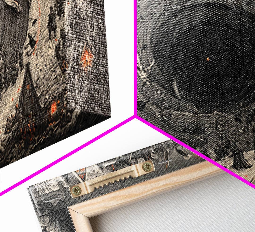 The Raven-Feather Quill, Northern Renaissance Horror, Wide Panoramic Art, Gothic Horror Wall Art, Framed Canvas Print