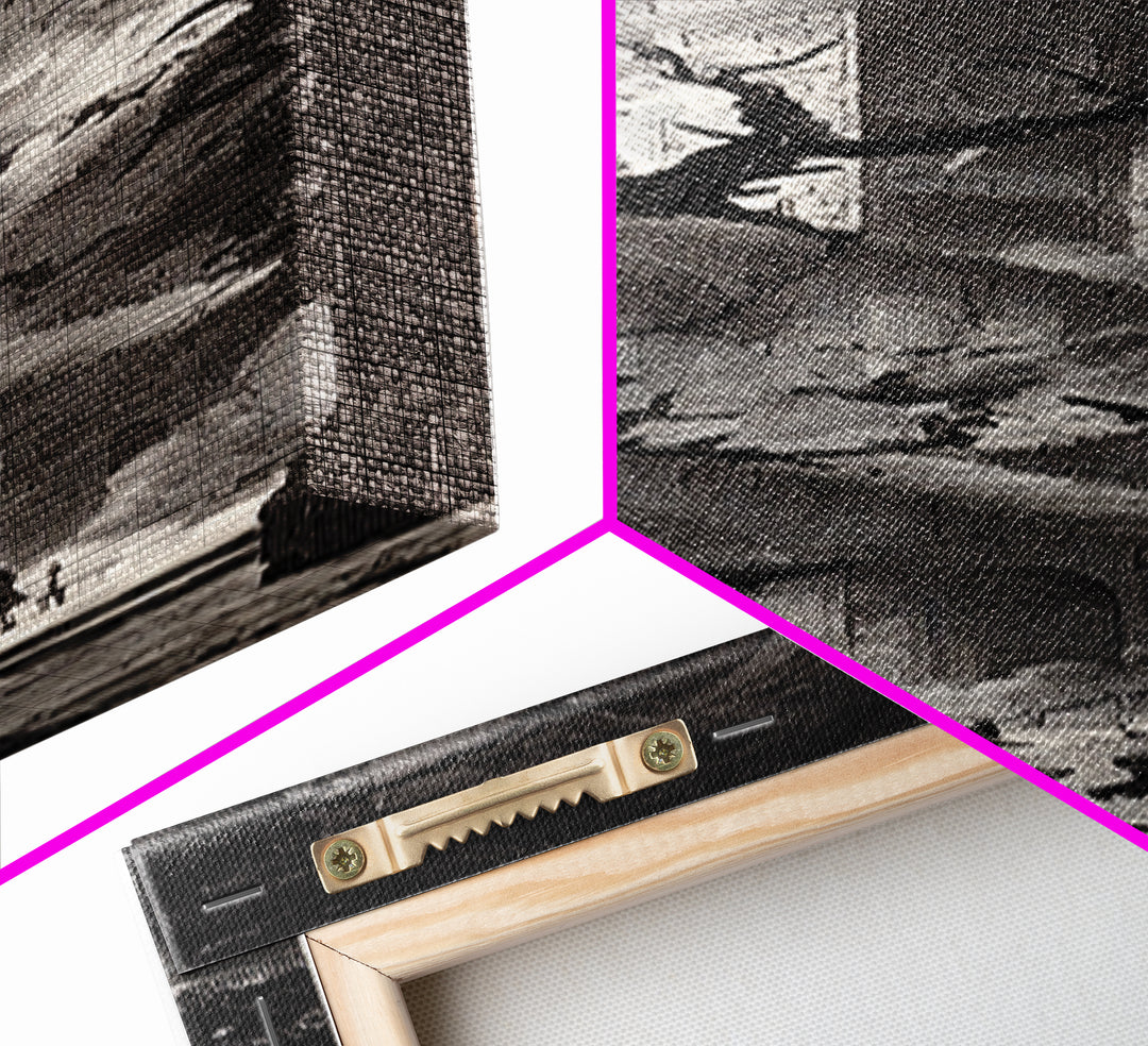 The Raven-Feather Quill, Architectural Etching Art, Tall Narrow Wall Art, Gothic Horror Wall Art, Framed Canvas Print