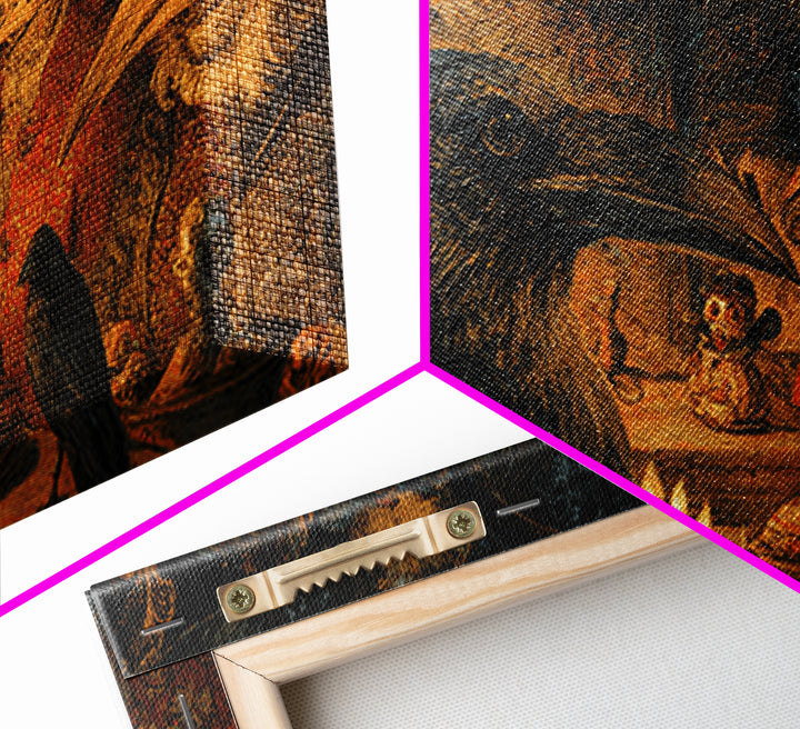 The Raven-Feather Quill, Grotesque Carnival Art, Wide Panoramic Art, Dark Fantasy Wall Art, Framed Canvas Print, Halloween Wall Art