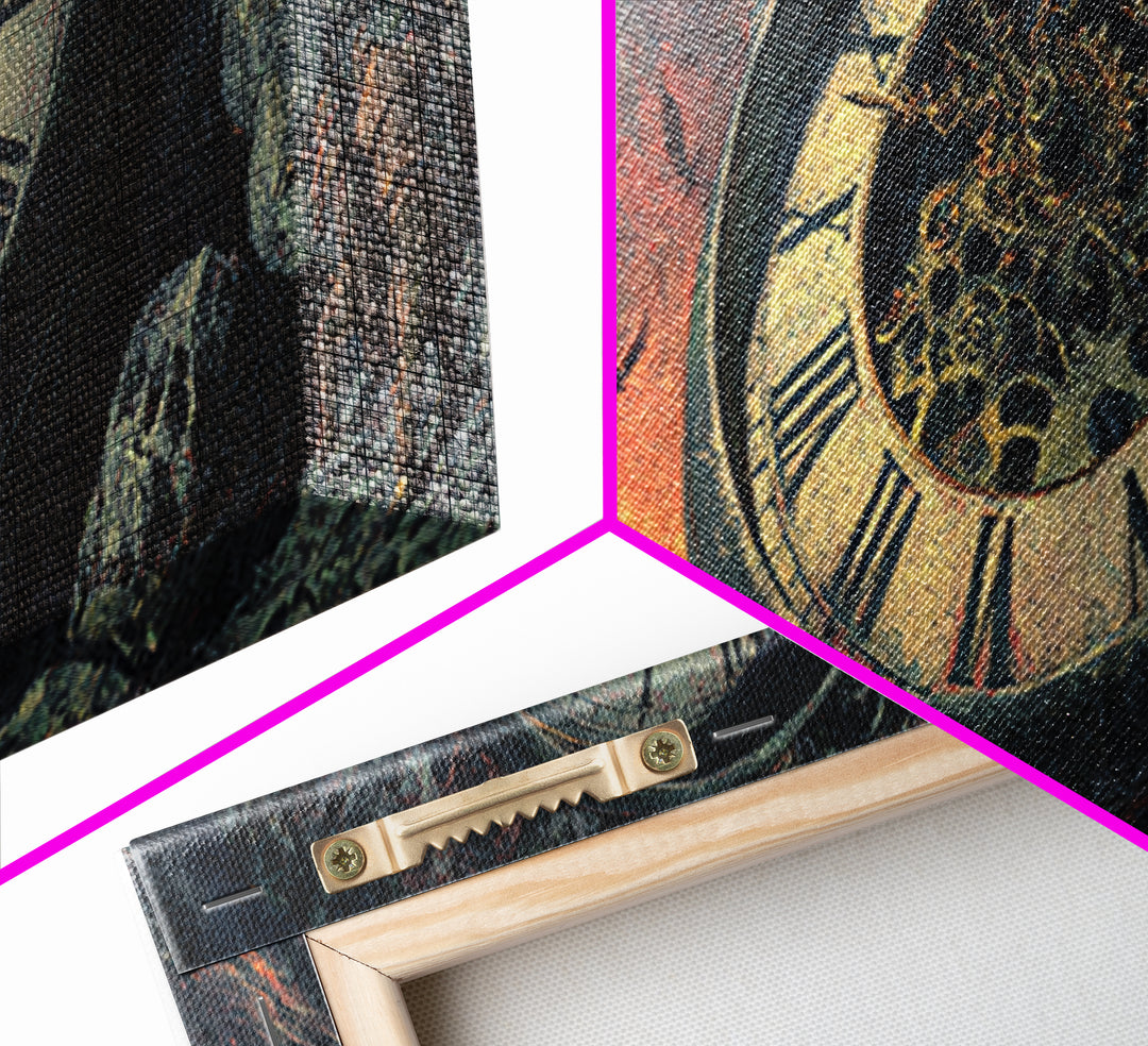 The Cursed Pocket Watch, Apocalyptic Romantic Art, Extra Wide Wall Art, Macabre Wall Art, Framed Canvas Print, Halloween Wall Art