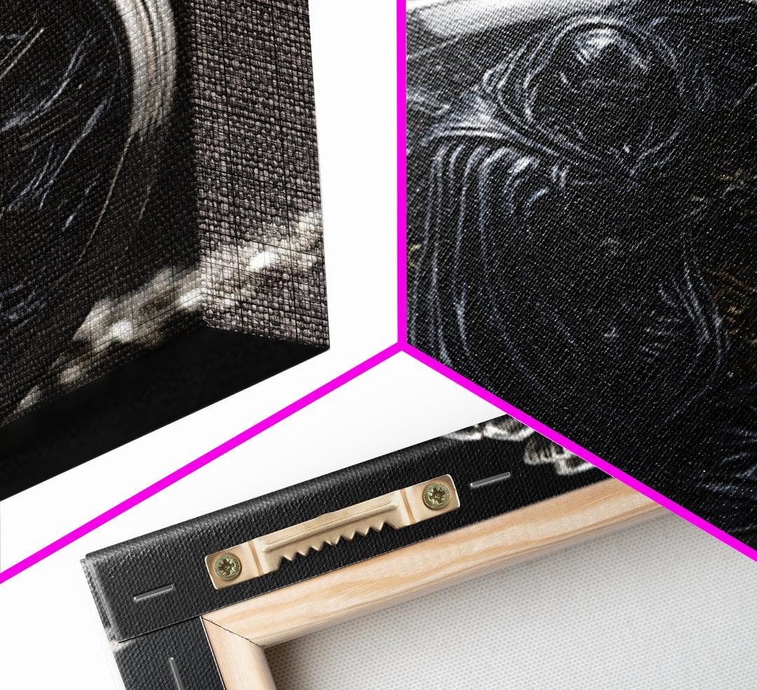The Cursed Pocket Watch, Biomechanical Horror Art, Square Wall Art, Macabre Wall Art, Canvas Print, Halloween Wall Art, Horror Wall Art