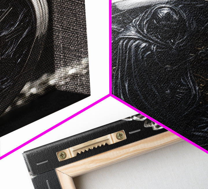 The Cursed Pocket Watch, Biomechanical Horror Art, Square Wall Art, Macabre Wall Art, Canvas Print, Halloween Wall Art, Horror Wall Art