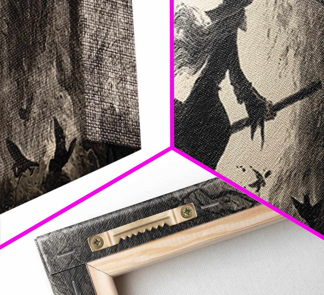The Witch'S Broom, Expressionist Nightmare Art, Extra Wide Wall Art, Macabre Wall Art, Canvas Print, Halloween Wall Art, Spooky Wall Decor