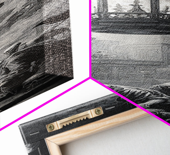 The Bone-Handled Lantern, Architectural Etching Art, Tall Narrow Wall Art, Dark Fantasy Wall Art, Framed Canvas Print
