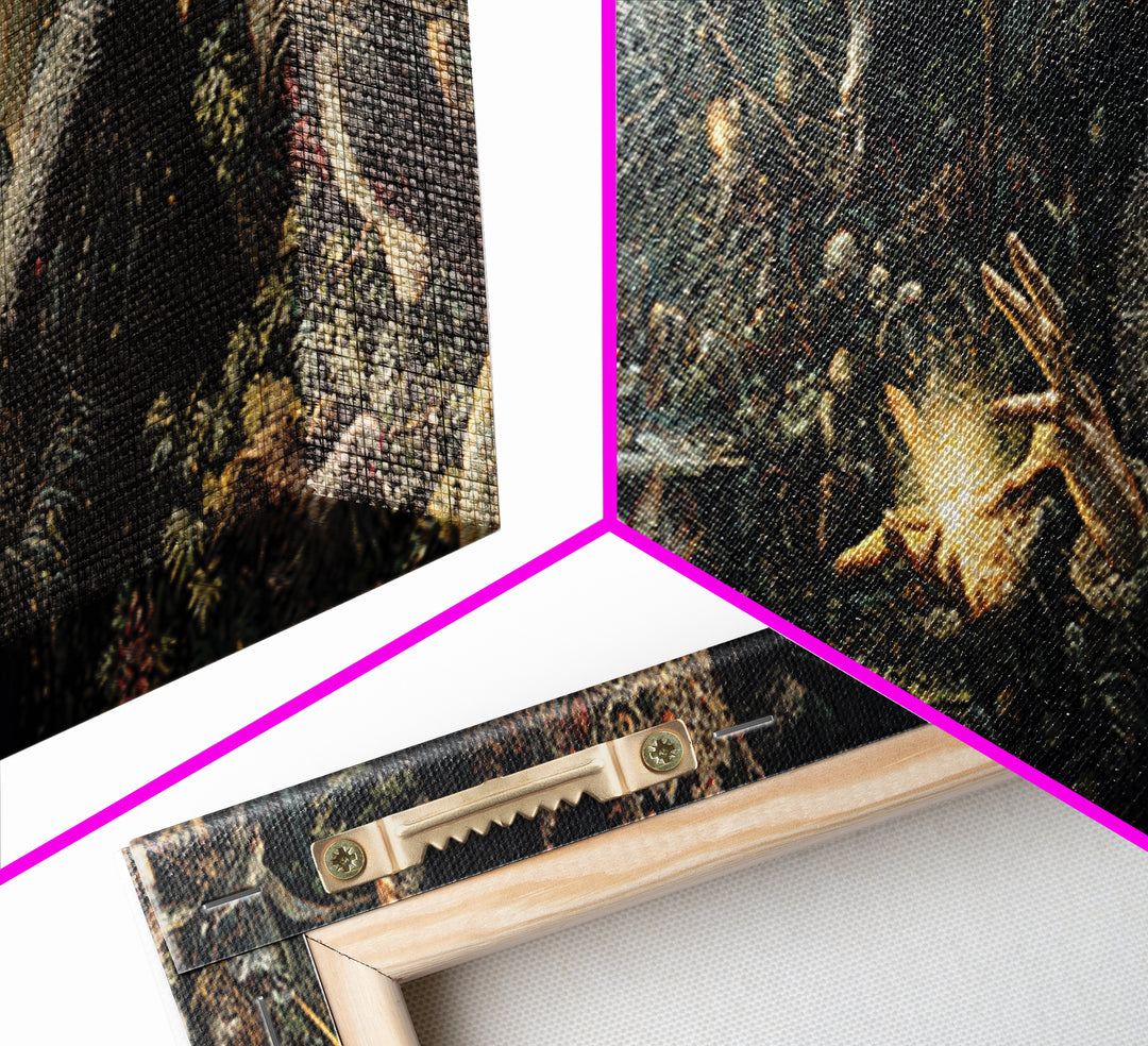 The Spiderweb Crown, Medieval Grotesque Art, Extra Wide Wall Art, Dark Fantasy Wall Art, Framed Canvas Print, Halloween Wall Art