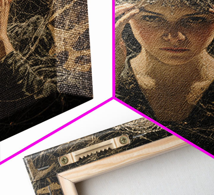 The Spiderweb Crown, Dark Symbolist Art, Square Wall Art, Dark Halloween Decor, Framed Canvas Print, Halloween Wall Art