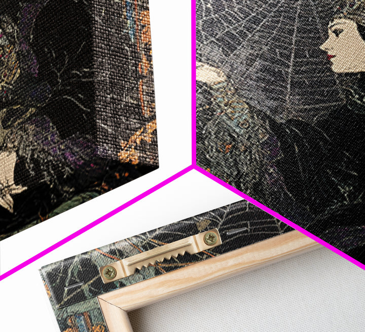 The Spiderweb Crown, Stained Glass Gothic Art, Square Wall Art, Macabre Wall Art, Framed Canvas Print, Halloween Wall Art
