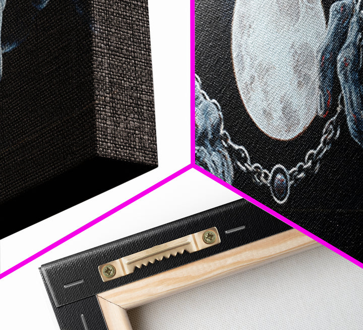 The Moonstone Amulet, Gothic Nightmare Art, Extra Wide Wall Art, Gothic Horror Wall Art, Framed Canvas Print, Halloween Wall Art
