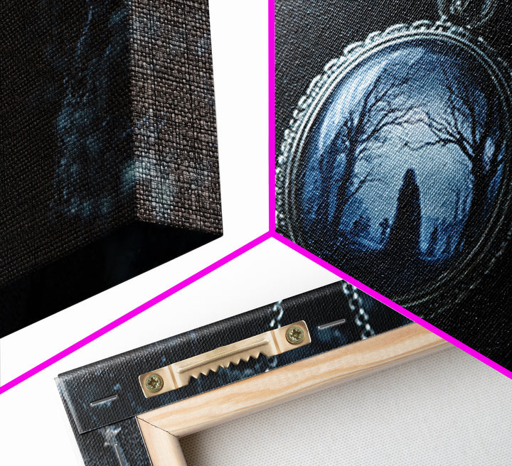 The Moonstone Amulet, Romantic Gothic Landscape, Landscape Wall Art, Dark Halloween Decor, Canvas Print, Halloween Wall Art