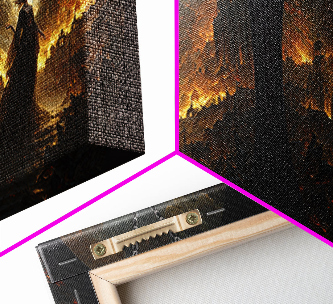 The Moonstone Amulet, Apocalyptic Romantic Art, Wide Panoramic Art, Dark Fantasy Wall Art, Framed Canvas Print, Halloween Wall Art